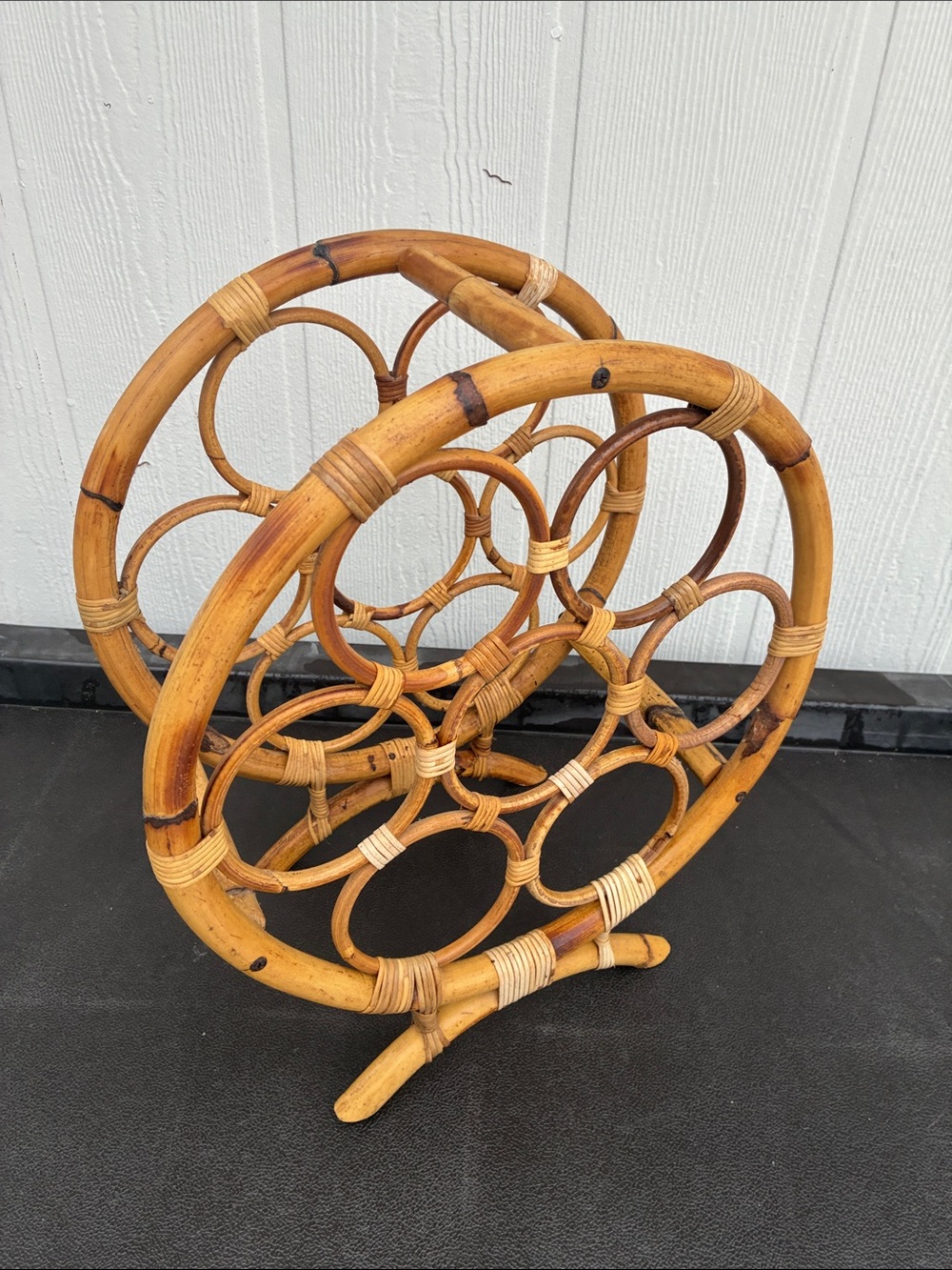 Vintage 70’s Bamboo and Rattan Wine Rack